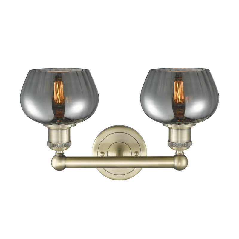 Éclairage pour meuble-lavabo à 2 lumières, Laiton antique, Plaqué couleur fumée
