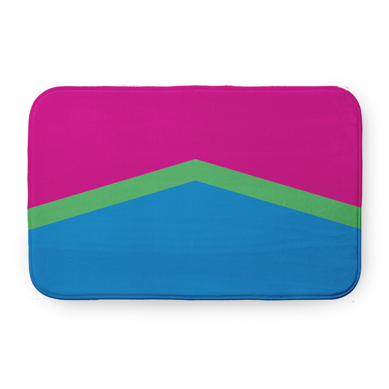 Aikaterini Memory Foam Non-Slip Bath Mat, Hot Pink/Green/Blue