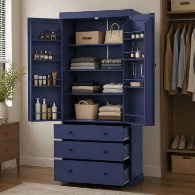 Tall Farmhouse Pantry with Adjustable Shelves and Door Storage