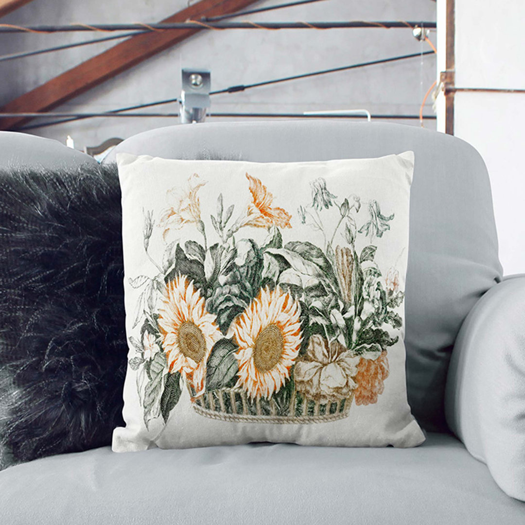 Basket with Flowers by Johan Teyler Cushion with Filling