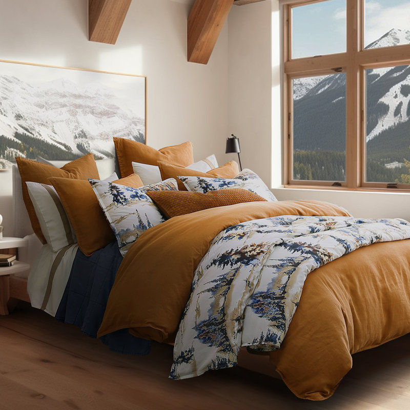 Ensemble de housse de couette en coton rustique Acadia, Housse de couette pour très grand lit et 2 très