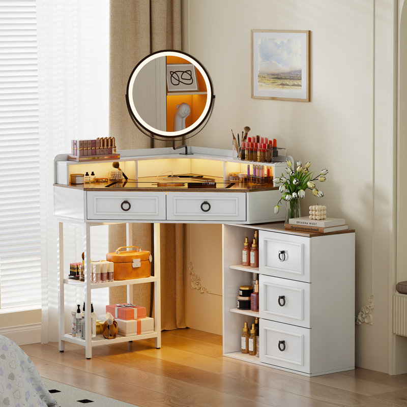 Dressing Table, White;Brown