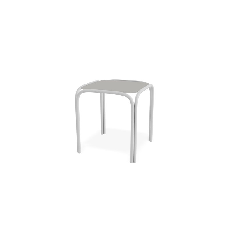 Outdoor Square Side Table, White/White