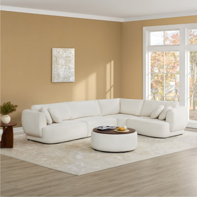 Aneika 140'' 5-Piece Curved Sectional With Ottoman