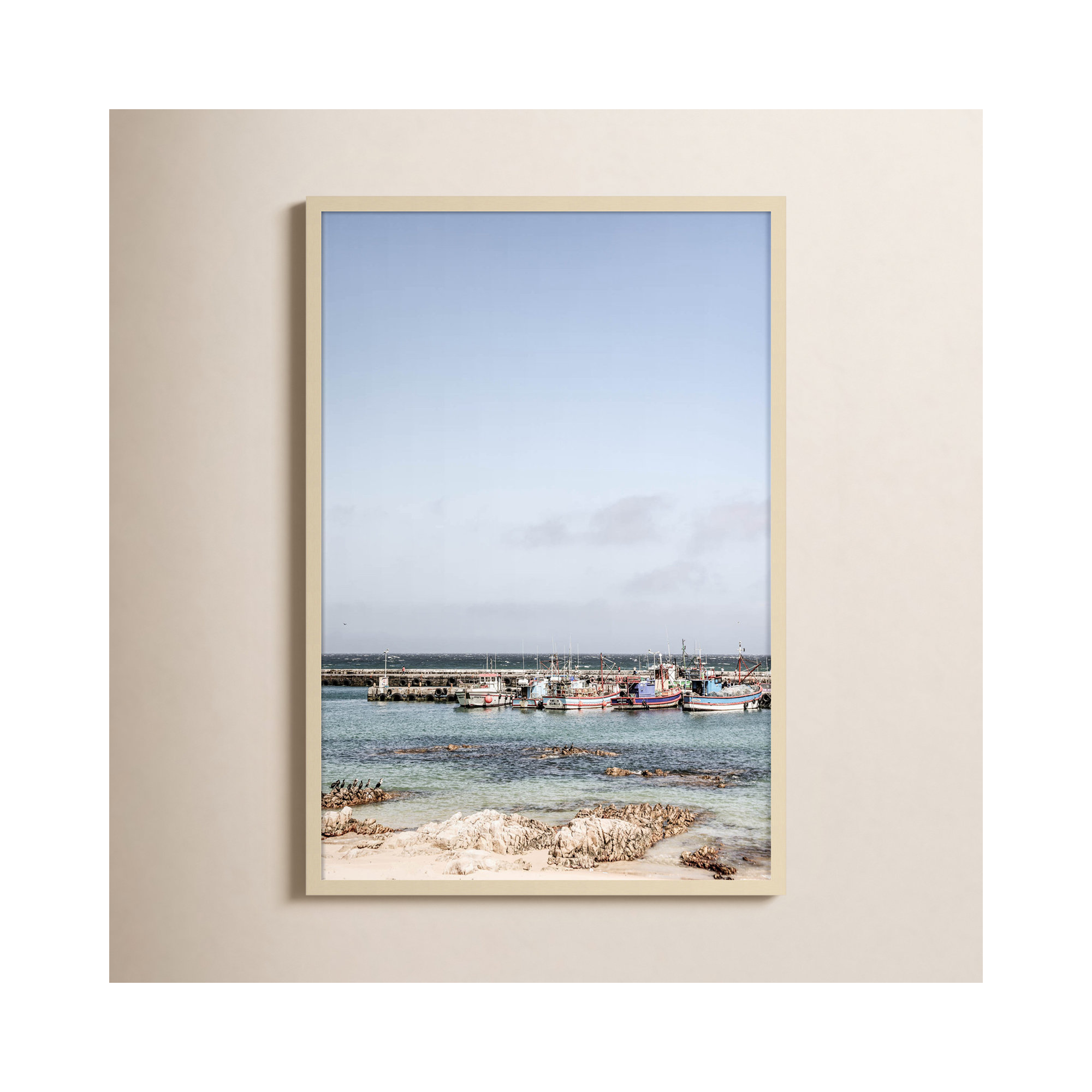 Kalk Bay Beach by Shot by Clint Wood Framed Wall Art Print, Brown, 41" H x 28" W