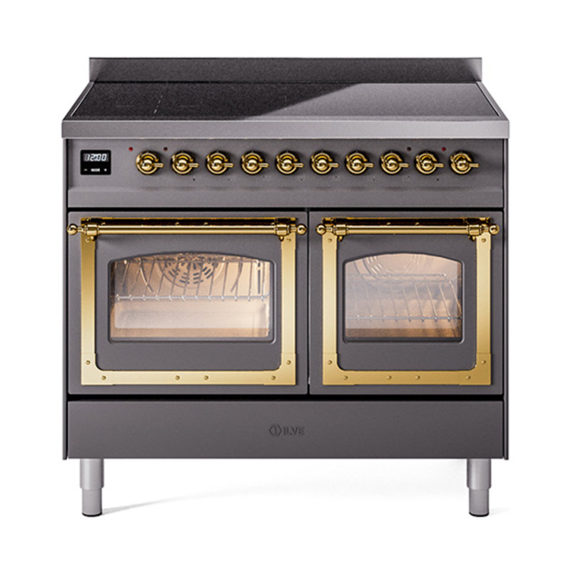 ILVE Nostalgie II Noblesse 40 in Induction Range, Graphite Matte/Brass