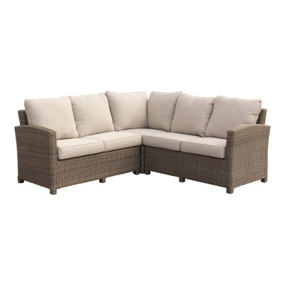 Besaraba 31'' Wide Wicker Patio Sectional with Cushions