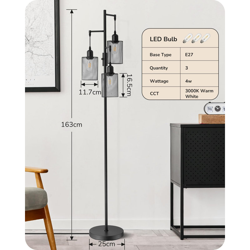 Antwoine 163cm Black Tree Floor Lamp