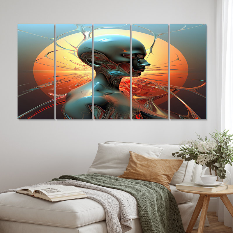 A.I. «Robot Dreams Of Singularity I», reproduction sur toile - 5 panneaux égaux