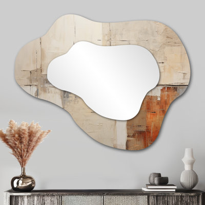 Abstrait, collage de route brun et brun - grand miroir mural moderne irrégulier