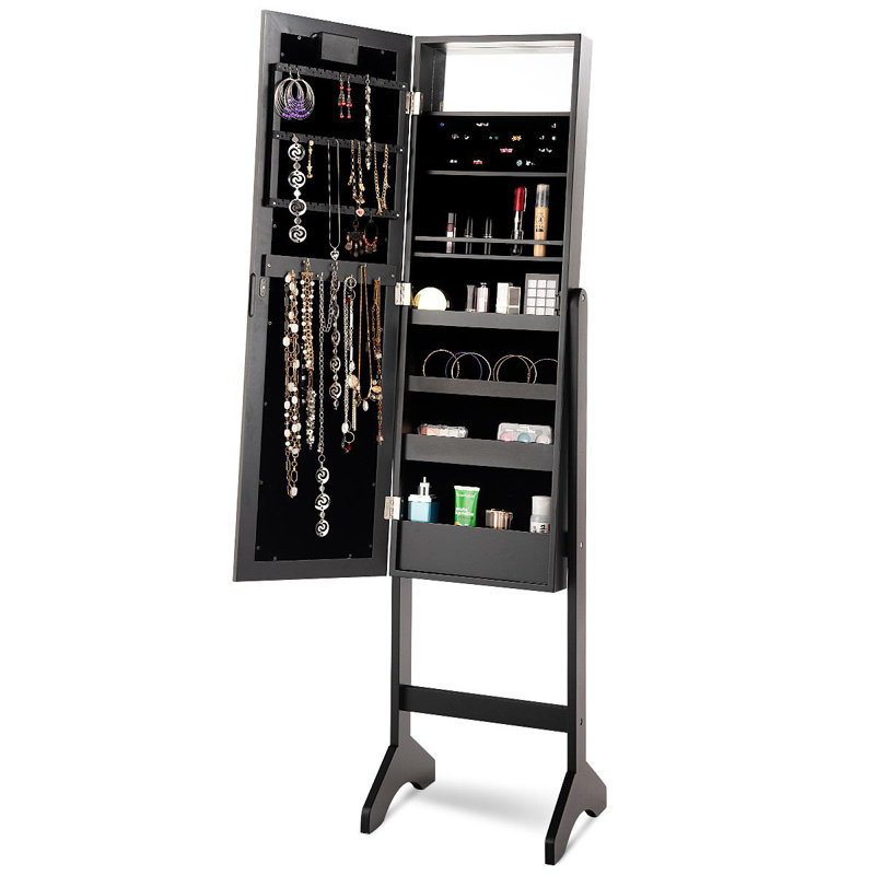 Armoire à bijoux avec miroir, Noir