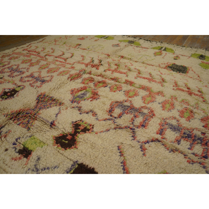 Tapis tribal rétro ivoire Beni Ourain