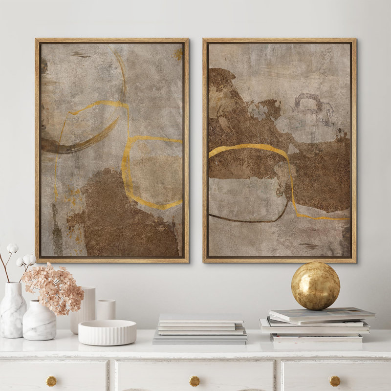 «Dark Black Color Field Landscape», 2 pièces sur toile, Encadré naturel, H 16 po x l 24 po