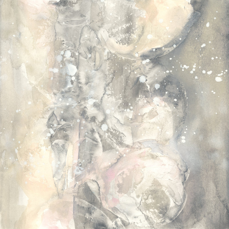 Blush Snowflakes I V2 par Chris Paschke - Peinture, H 36 po x l 36 po x P 1,25 po, Toile encadrée noire, Non