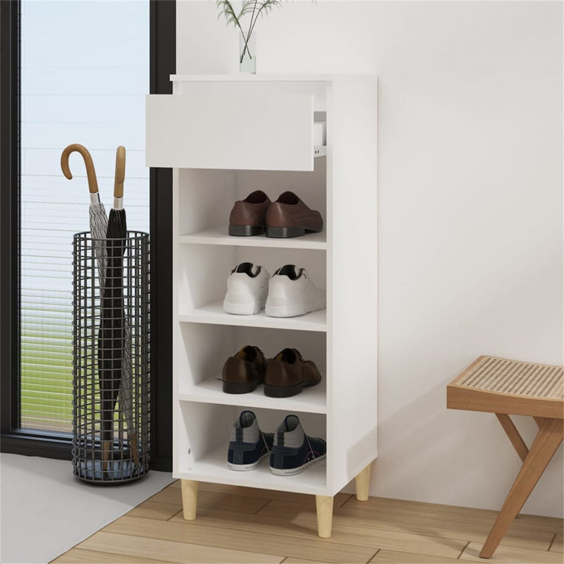 4 Pair Shoe Storage Cabinet, White
