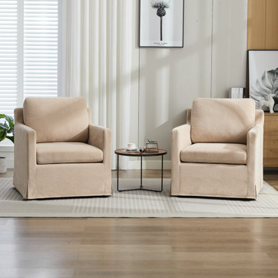 Slipcovered Swivel Accent Chair (Set of 2)