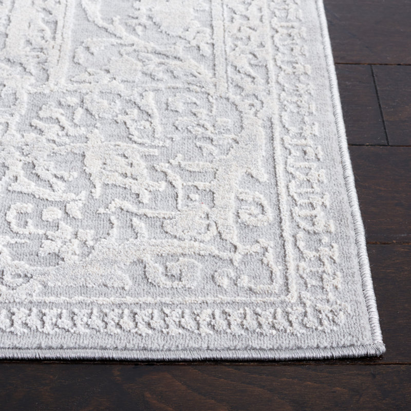 Ketaki Oriental Gray/Light Gray Area Rug, Round 6'7"