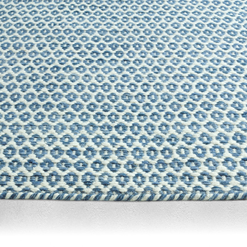 Littlefield Handwoven Wool Geometric Blue Area Rug, Rectangle 2' x 3'
