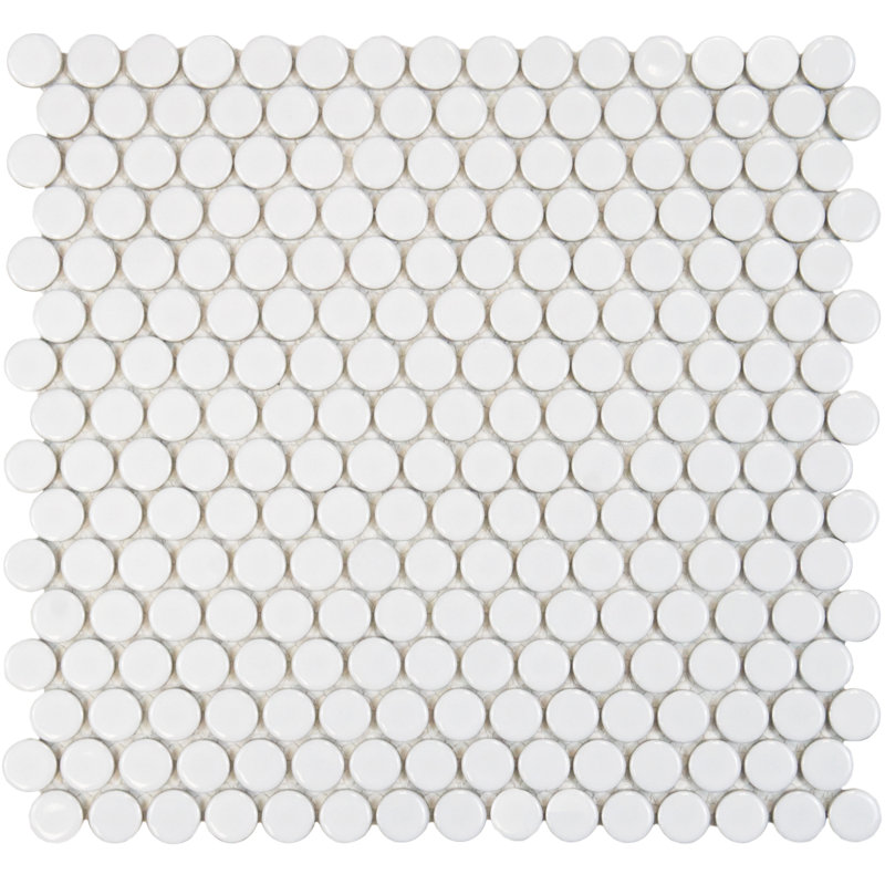 Hudson Penny Round .80" x .80" Porcelain Penny Round Mosaic Wall & Floor Tile, White