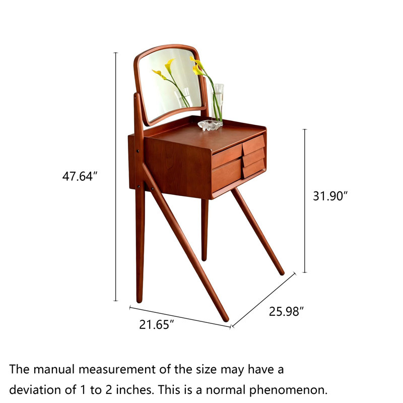 Meuble-lavabo rétro en bois brun avec miroir