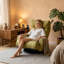 Fauteuil pivotant moderne en sherpa avec fauteuil inclinable et confortable pour le salon-1683527683