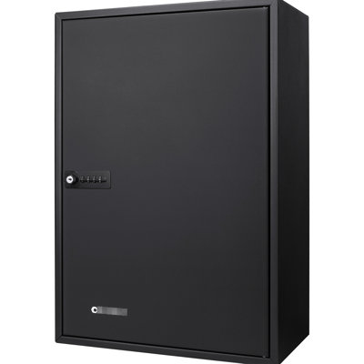 Wall Mount Key Cabinet With 300 Capacity - Black Steel, Adjustable, Combination Lock For Storage And Efficient Management Mounted