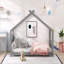 Lit, bois maison, gris-584803163