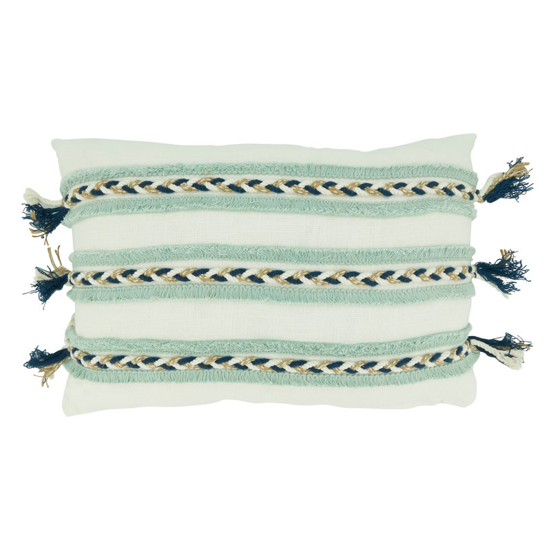 Charley Collection Tassels Cotton Throw Pillow, Down