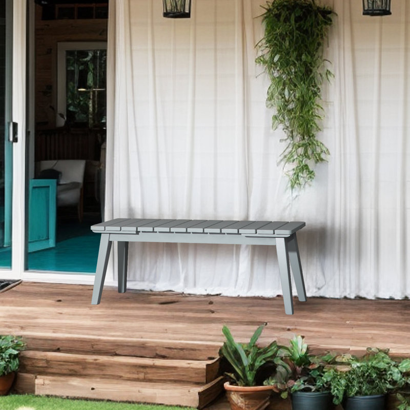 45-Inch Solid Wood Backless Outdoor Bench, Gray