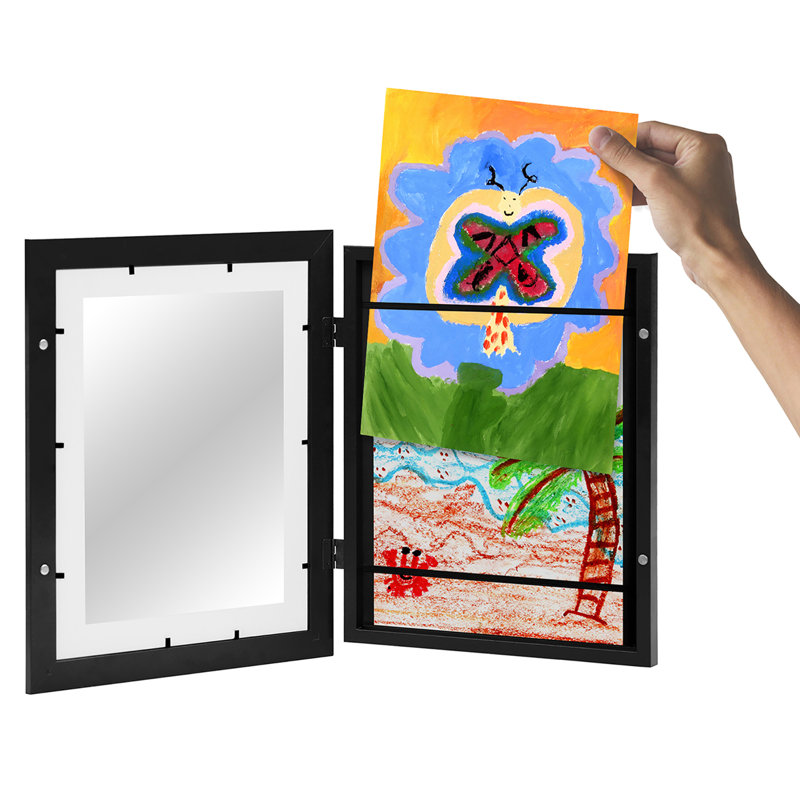 Wiedeman Kids Art Frame 10 x 12.5” with 8.5 x 11” Mat - Composite Wood with Glass (Set of 2), Black