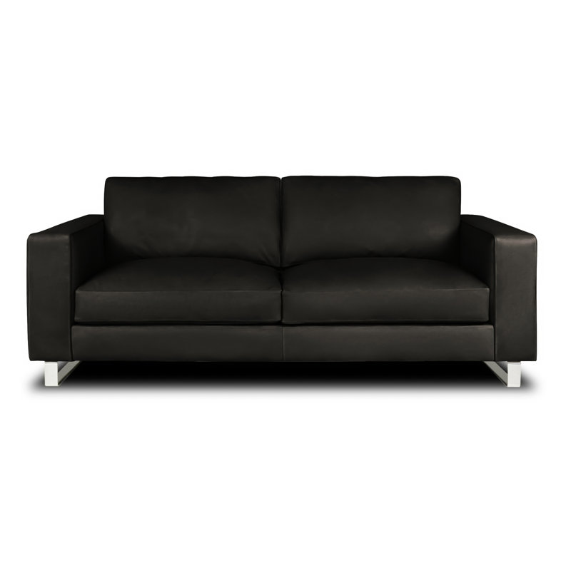 Soho 89'' Leather Sofa, Caribbean (Cartier), Stainless Steel