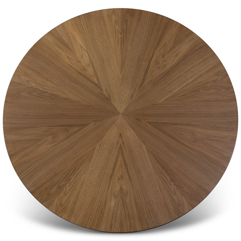Modern Brazilian Mona Wooden Top Round Dining Table, Nogueira