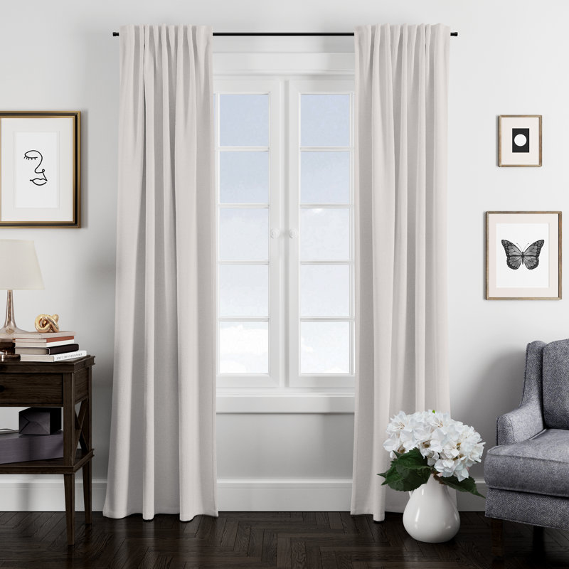 London Solid Room Darkening Rod Pocket Single Curtain Panel, 50" W x 144" L, Ivory