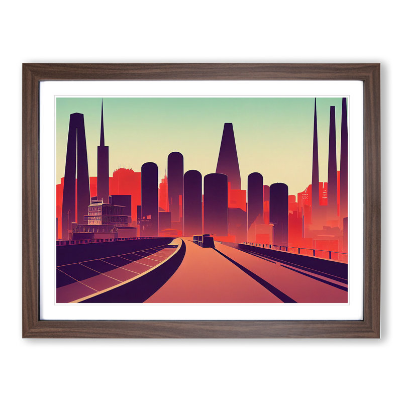 City Skyline Vol.6 - Framed Print, 34cm H x 46cm W x 2cm D, Walnut Framed