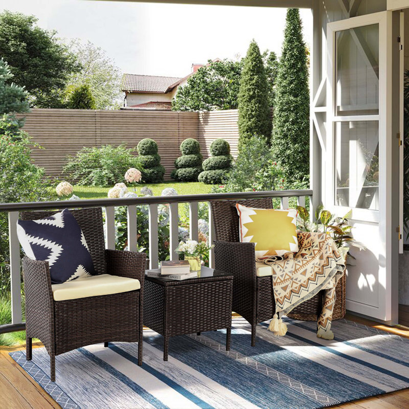 Ensemble de meubles de patio Rori, Blanc, Brun