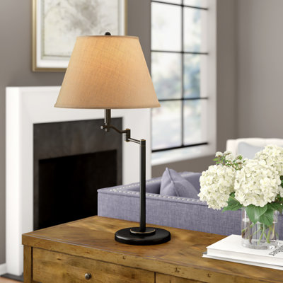 Metal Table Lamp Elegant Dark Bronze Finish Transitional Style 28.5" H