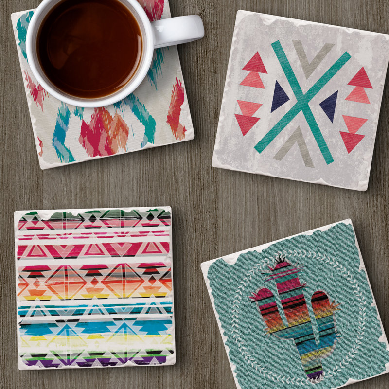 Ensemble de 4 sous-verres en pierre roulés Out West