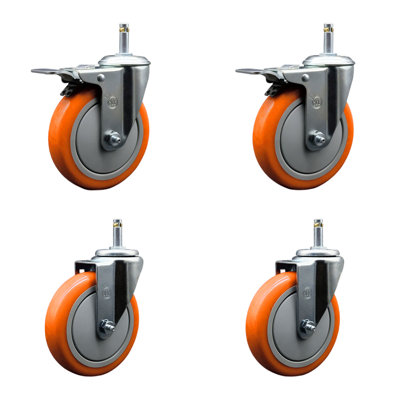 Ensemble de roulettes à tige pivotante 5 po 7/16 po 2 roues