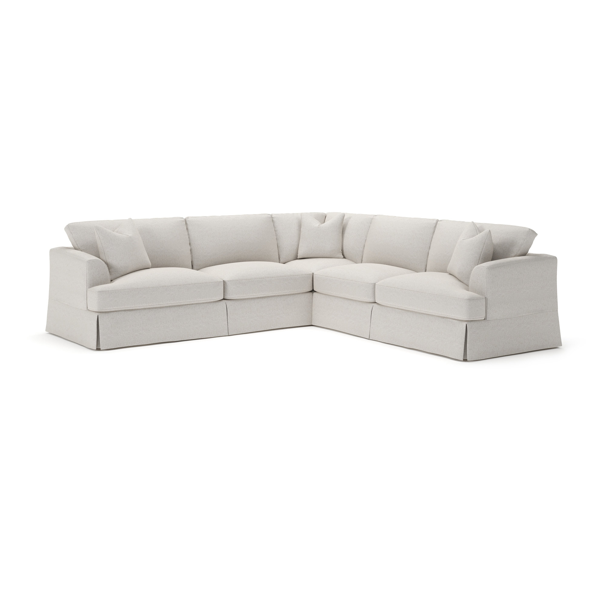 Lucia 4 - Piece Slipcovered L-Sectional, Macarena Light Gray Canvas, Left Hand Facing