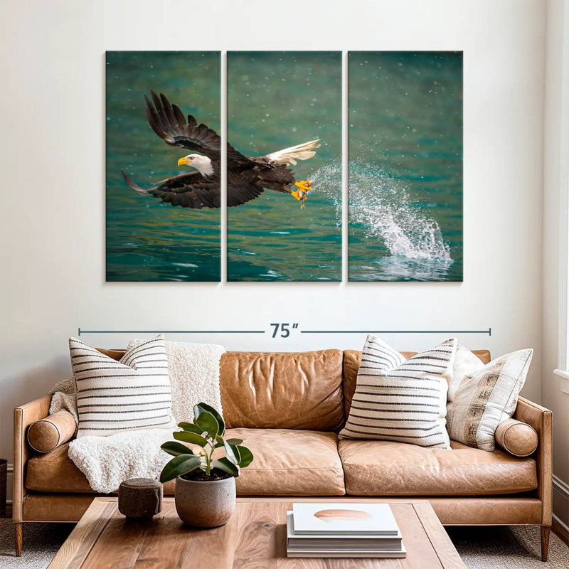 Brampt Eagle Catching Prey, 42" H x 65" W