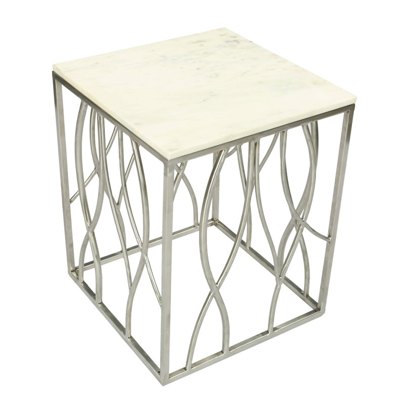 Square End Table With Stainless Steel Base