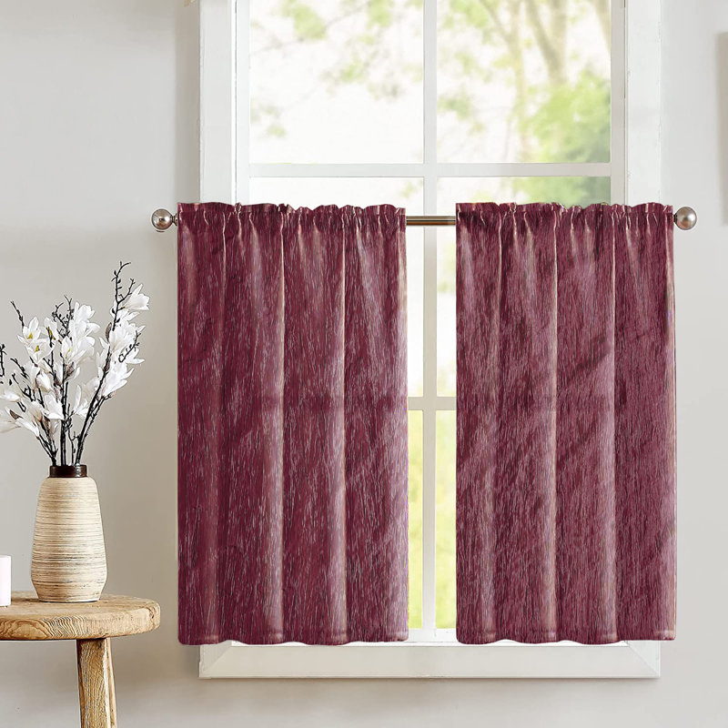 Rideau de café sur mesure de couleur unie Samariah, Bourgogne