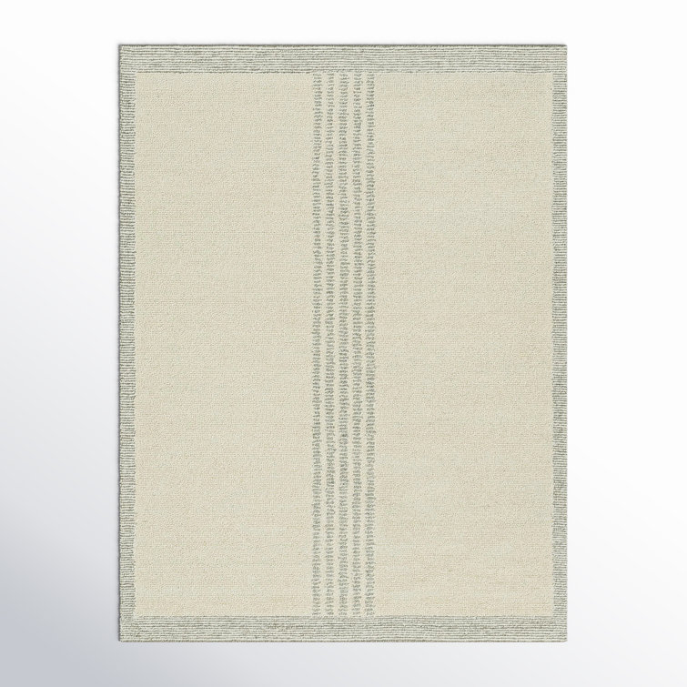 Rectangle Analeya Wool Area Rug with Non-Slip Backing