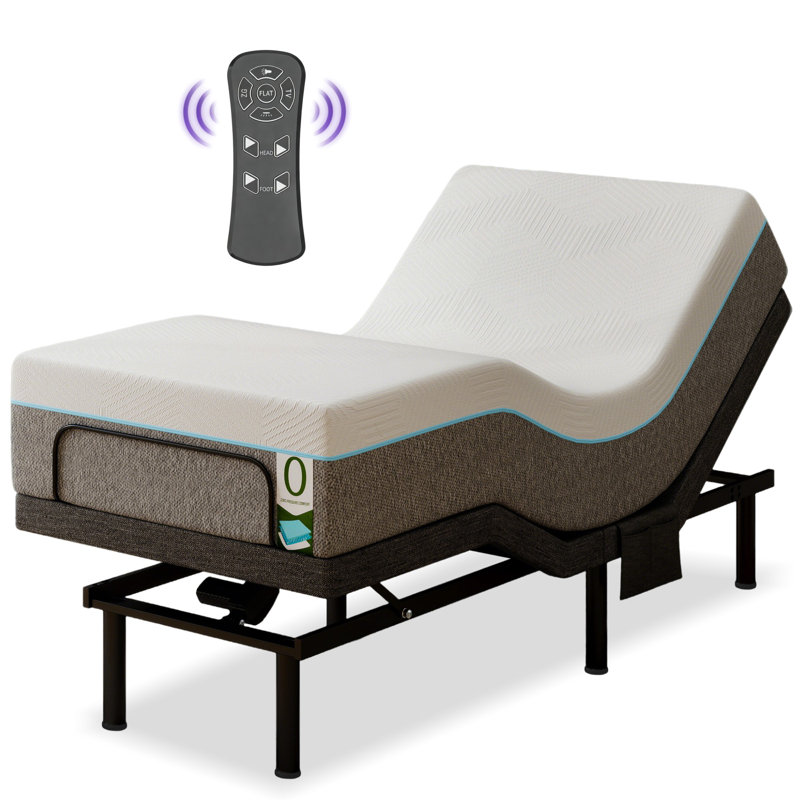Adjustable Bed Frame With 12 Inch White Gel Memory Foam Firm Mattress, Updated Thickened Frame, Wireless Remote Control, Separate Head & Foot Lift, Easy Tool-Less Assembly