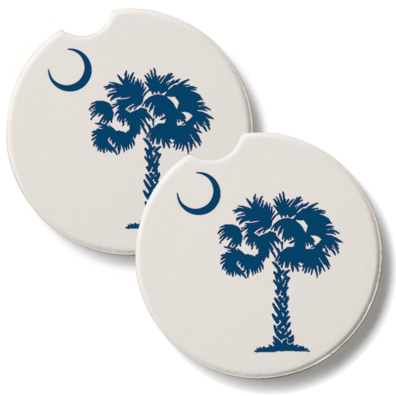 Paquet de 2 sous-verres Palmetto Blue, White/Blue Tree