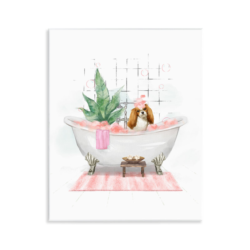  "Chiot dans une baignoire", art mural sur bois pastel par Ziwei Li