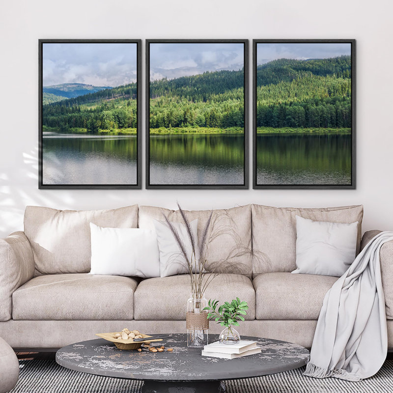Nature, paysage, émeraude, vert, montagne, campagne, campagne, montagne, paysage, nature, moderne, décor, Cadre flottant noir