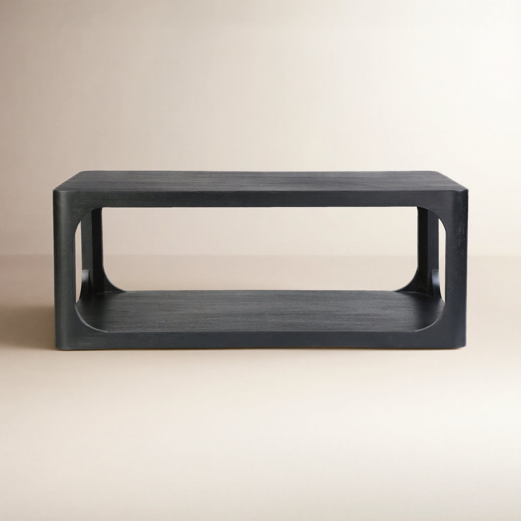 Sybil Solid Wood Coffee Table, Black, 18" H x 47" W x 28" D