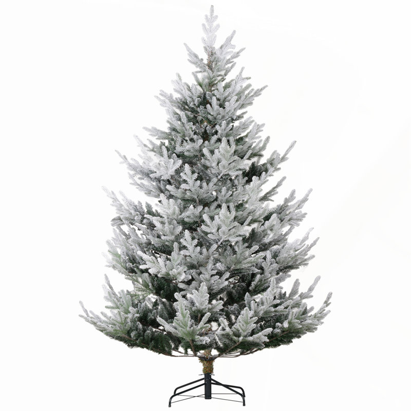 Arbre de Noël artificiel 7,5 pieds avec 1218 branches réalistes, base en acier, mécanisme d'ouverture automatique et feuillage vert luxuriant pour un décor festif