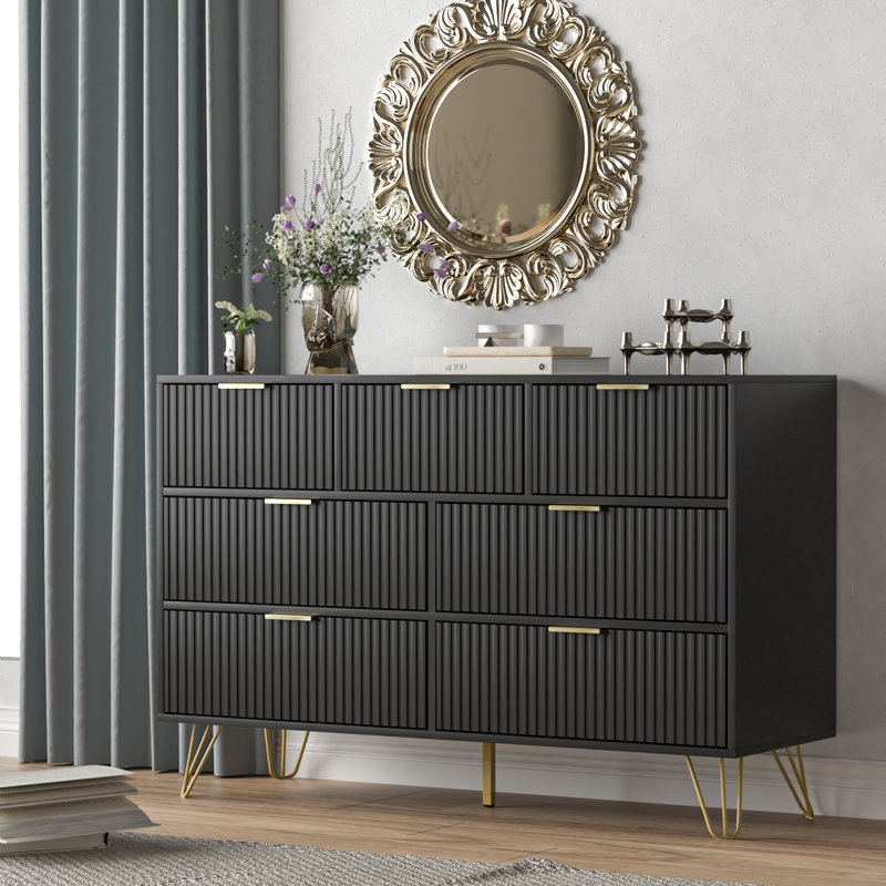 Commode 7 tiroirs Vilinda, Noir